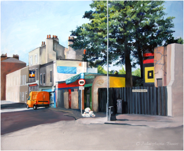 Painting of Whitehorse Road, London E1 (©Julia Austin-Brenes)