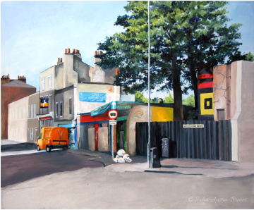 Painting of Whitehorse Road, London E1 (©Julia Austin-Brenes)