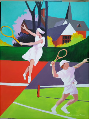 Painting of Tennis Club, Essex (©Julia Austin-Brenes)